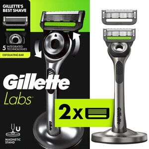 Gillette Labs Exfoliating Bar Razor with 2 Blade Refills & Magnetic Stand